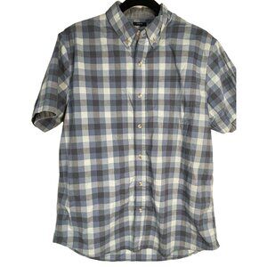 Lee mens button down shirt Large regular fit blue gray plaid short large READ